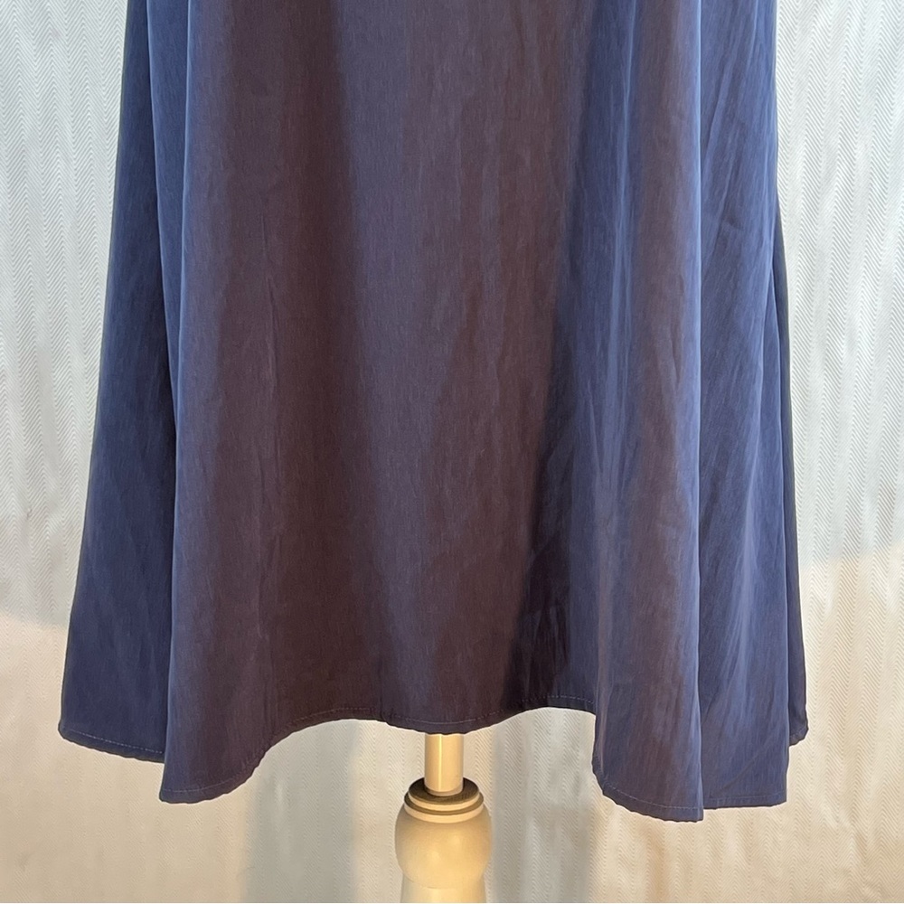 Basically Me  Mini Dress Navy Blue One Shoulder Cream Ruffle Neckline L - Picture 7 of 8